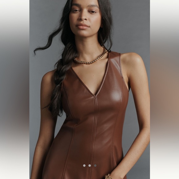 Anthropologie Paige Fiorella Faux Leather Midi Dress - Picture 5 of 12